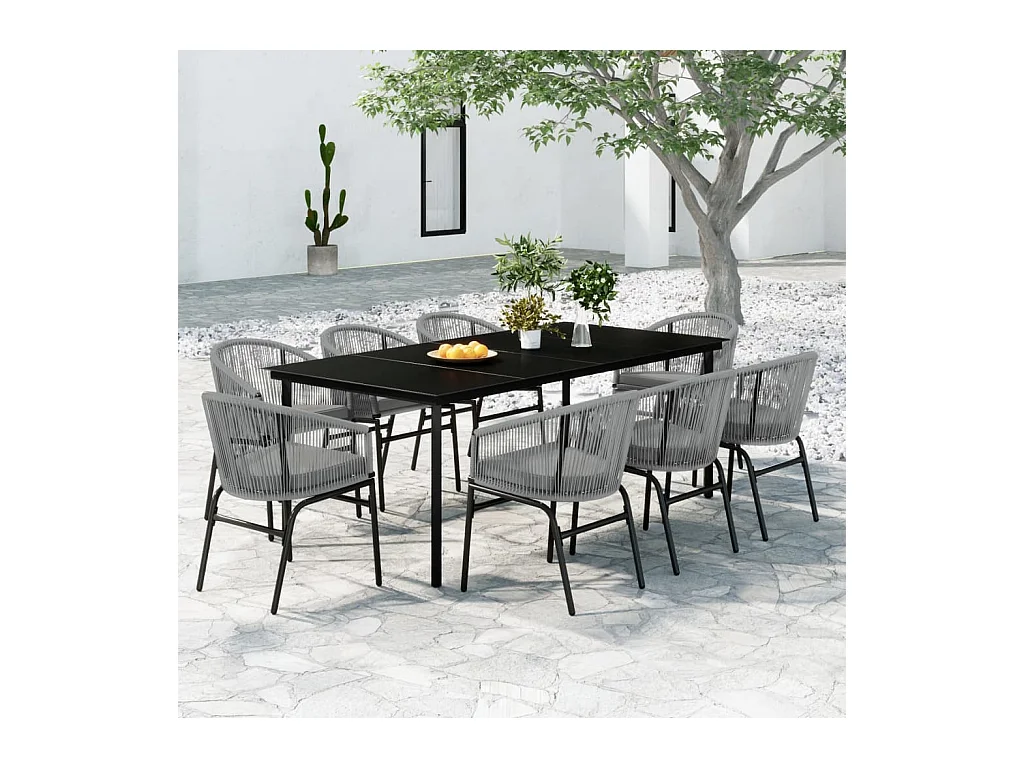 Ensemble à manger de jardin 9 pcs Gris