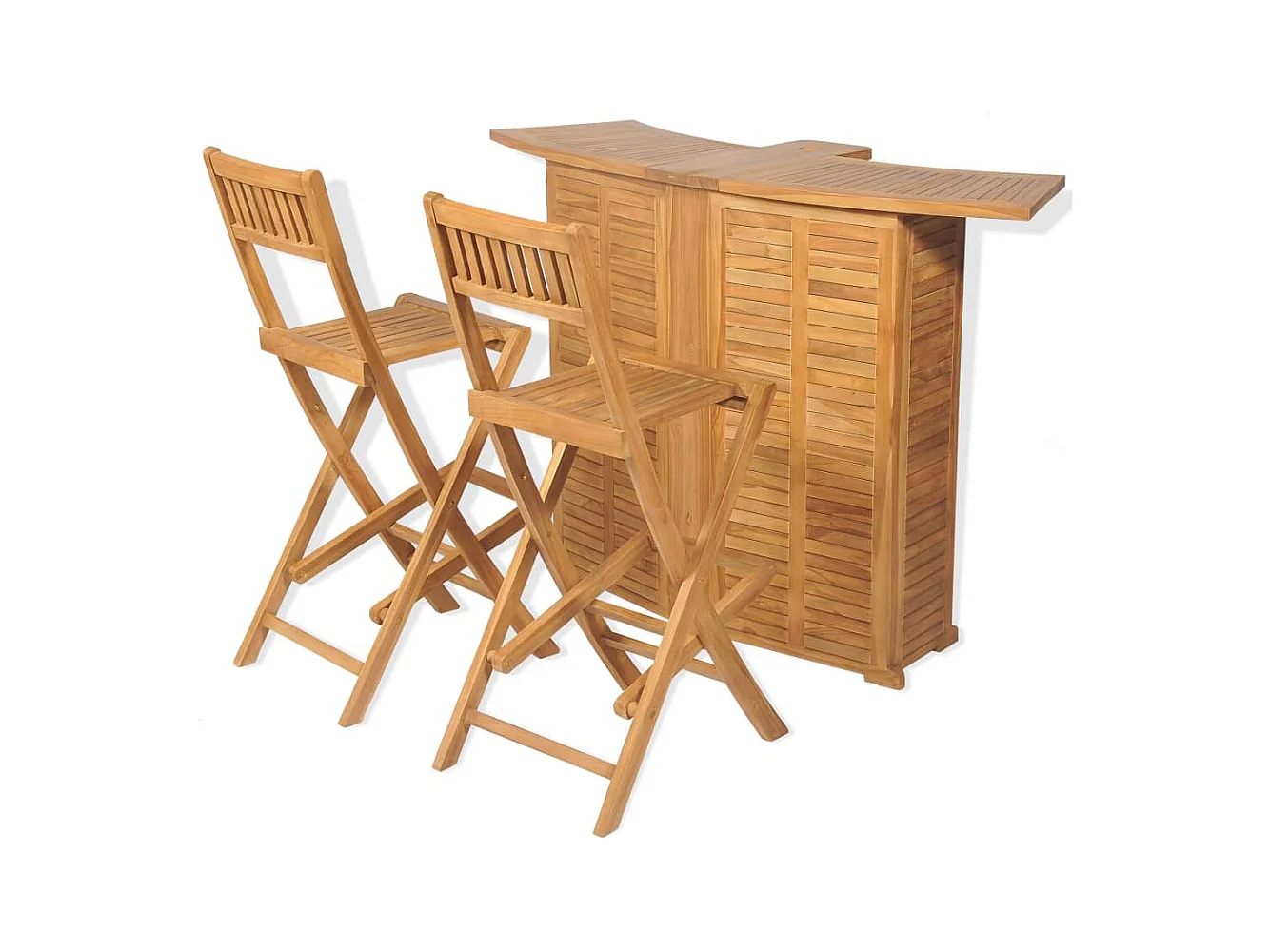 Mobilier de bistro 3pcs et chaises pliables Bois de teck solide