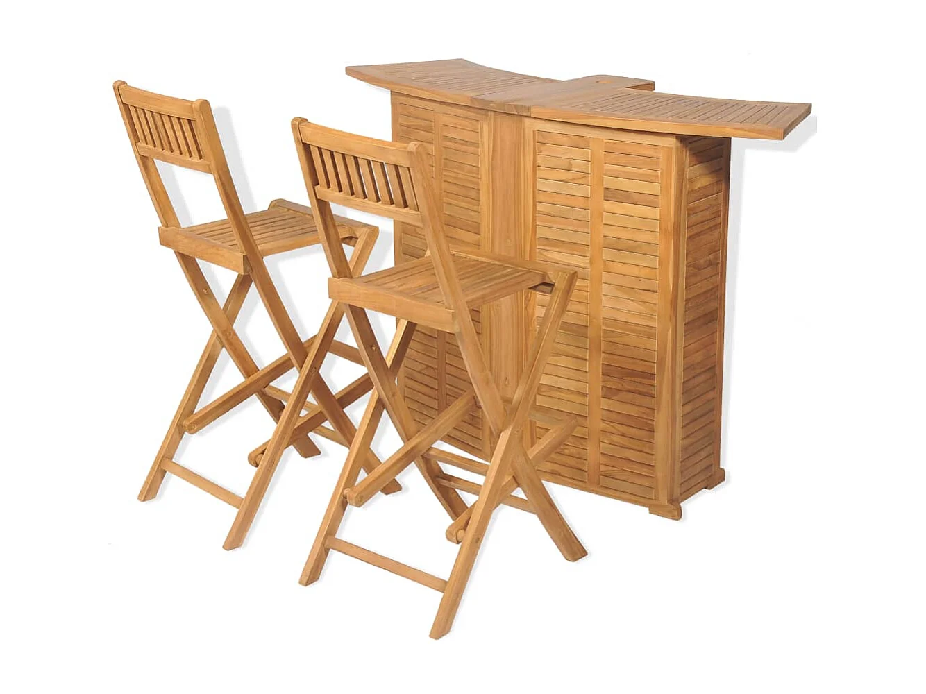 3-tlg. Bistro-Set mit Klappstühlen Massivholz Teak