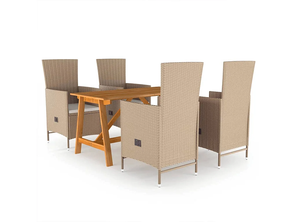 Ensemble à manger de jardin 5 pcs Beige