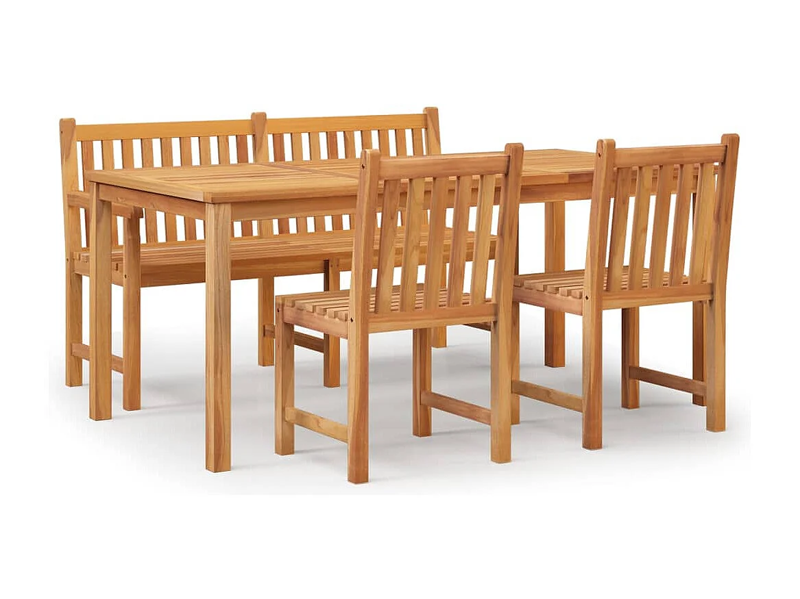 4-tlg. Garten-Essgruppe Massivholz Teak