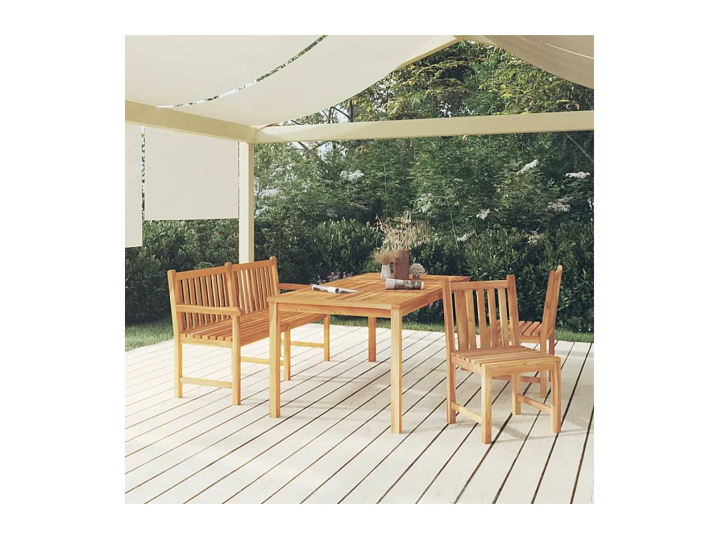 Ensemble à manger de jardin 4 pcs Bois de teck massif