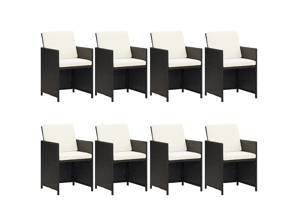 Ensemble à manger de jardin coussins 9pcs Résine tressée Noir