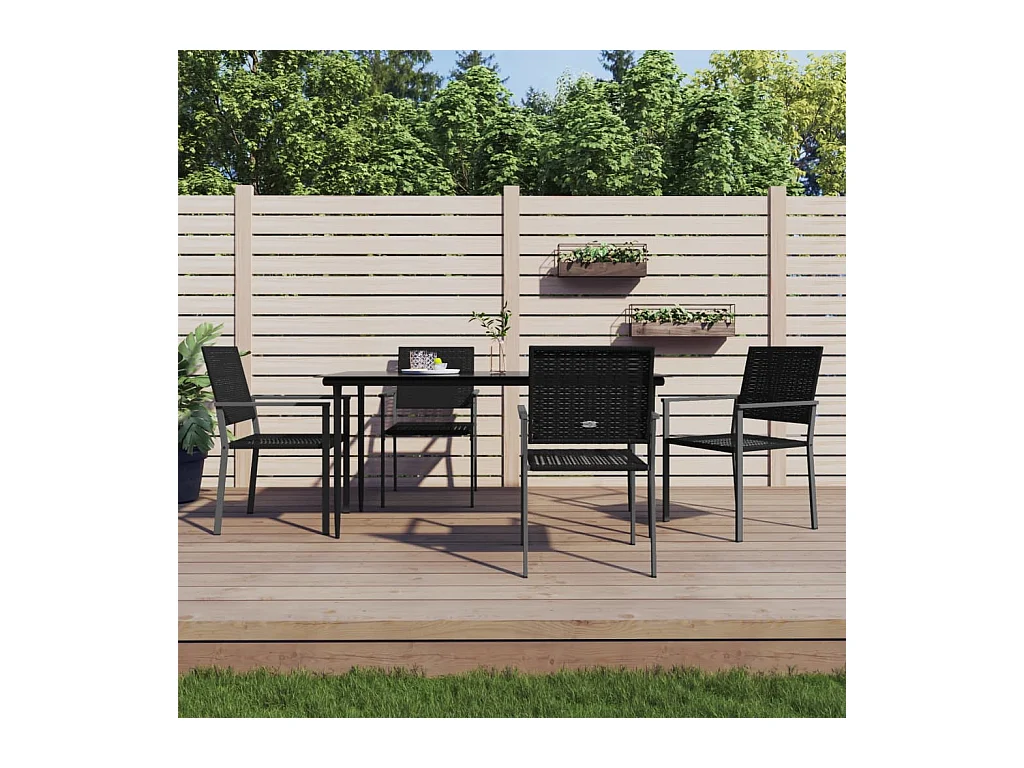 5-tlg. Garten-Essgruppe Poly Rattan und Stahl