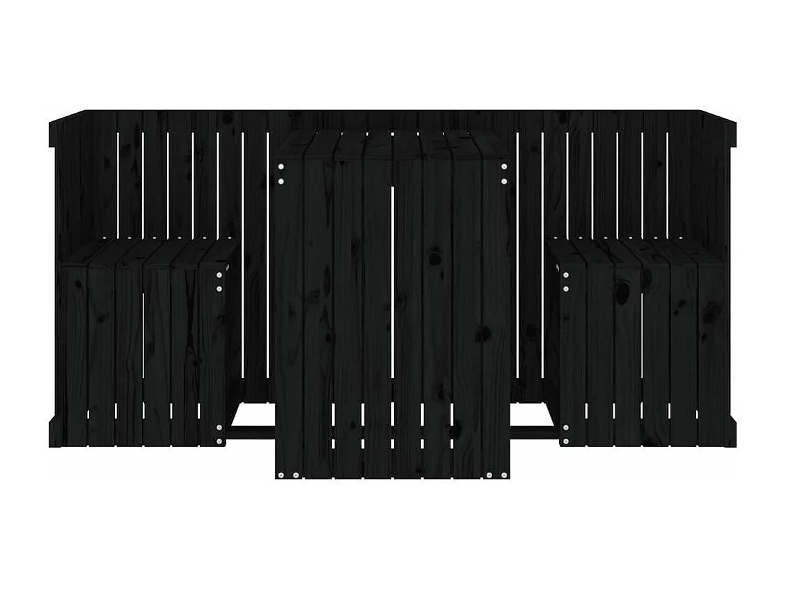 Balkonset 2-zits massief grenenhout zwart