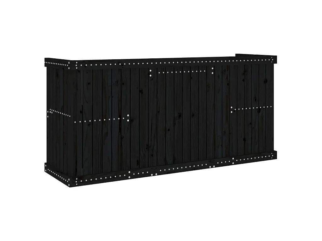 Balkonmöbel-Set 2-Sitzer Schwarz Massivholz Kiefer