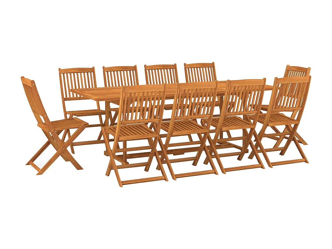 Ensemble à manger de jardin 11 pcs 220x90x75 cm bois d'acacia