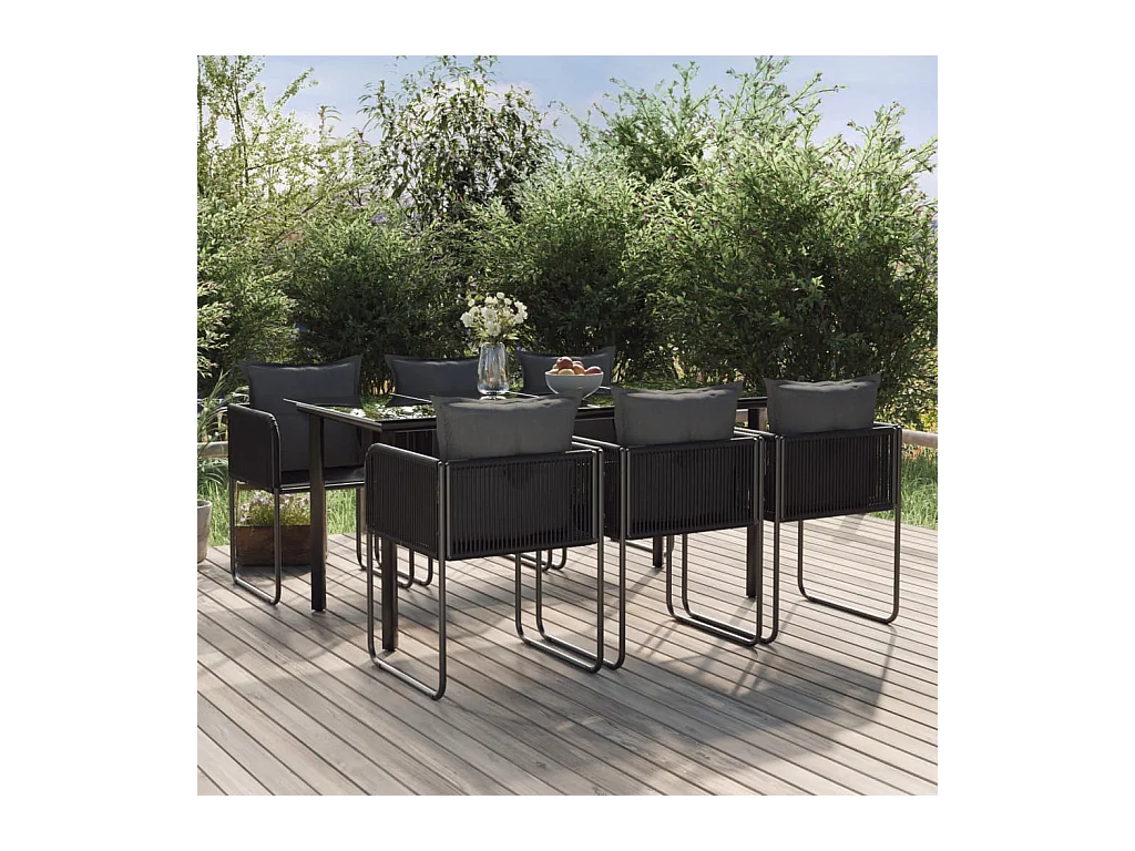 Ensemble à manger de jardin 7 pcs Noir