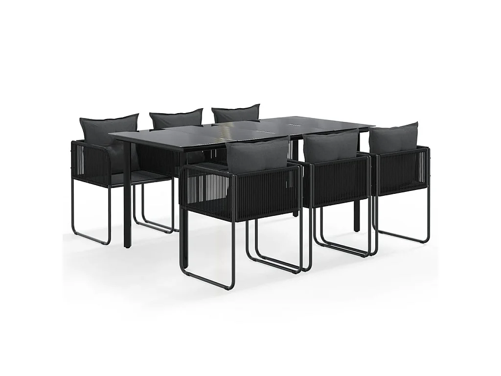 Set da Pranzo da Giardino 7 pz Nero