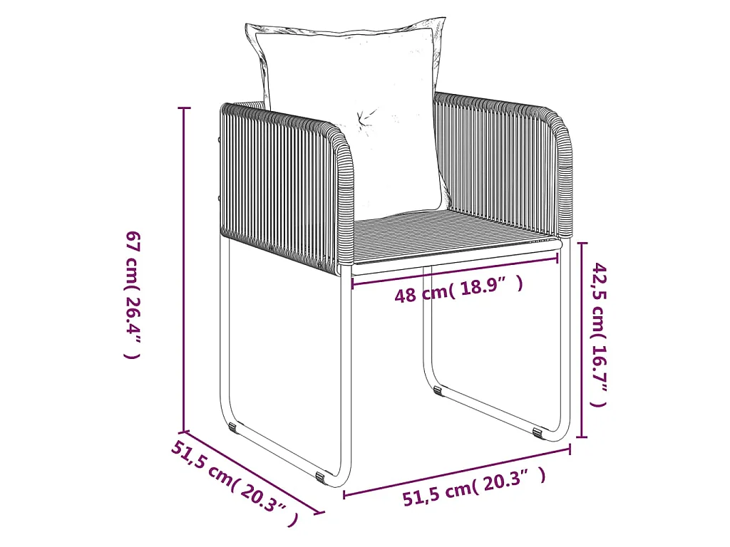 Set da Pranzo da Giardino 7 pz Nero