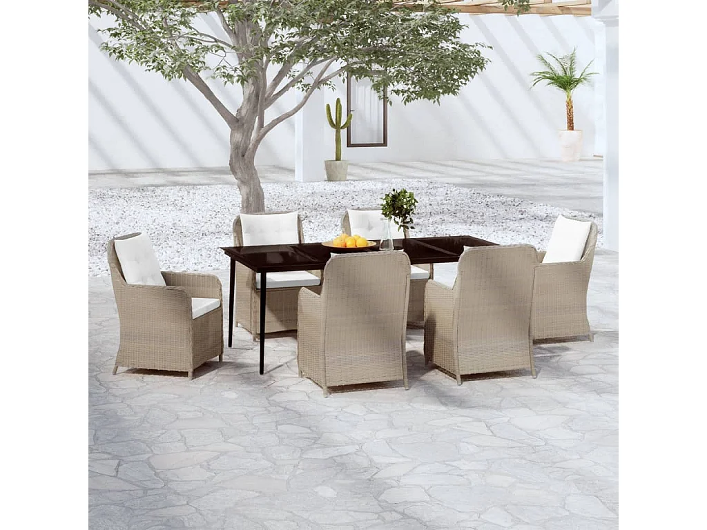 7-tlg. Garten-Essgruppe Braun