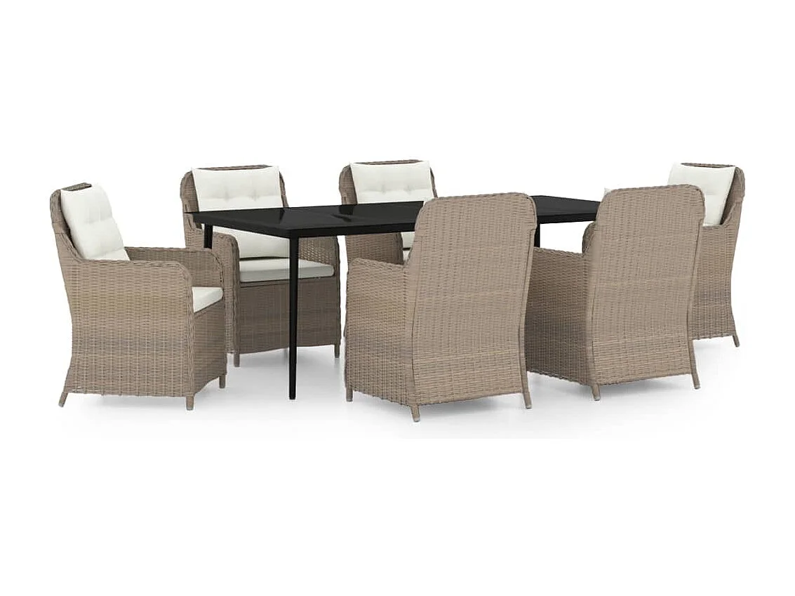 7-tlg. Garten-Essgruppe Braun