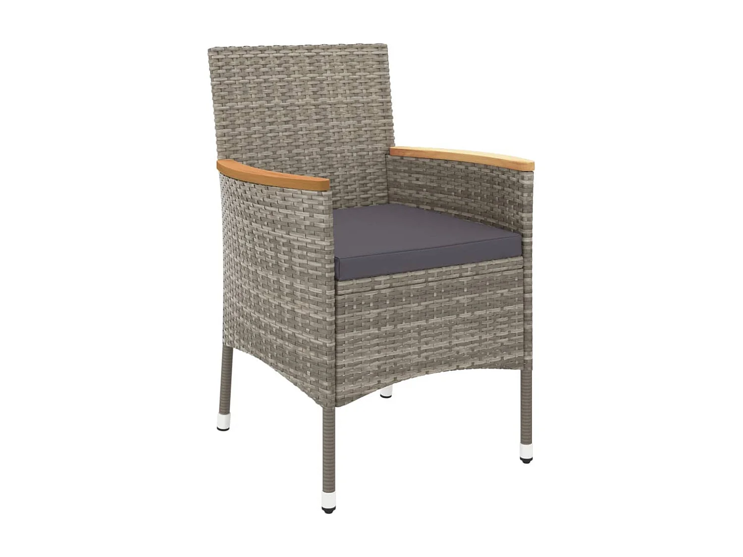 Set Bistrò da Giardino 5 pz con Cuscini in Polyrattan Grigio