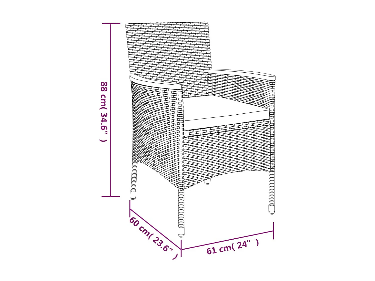 Set Bistrò da Giardino 5 pz con Cuscini in Polyrattan Grigio