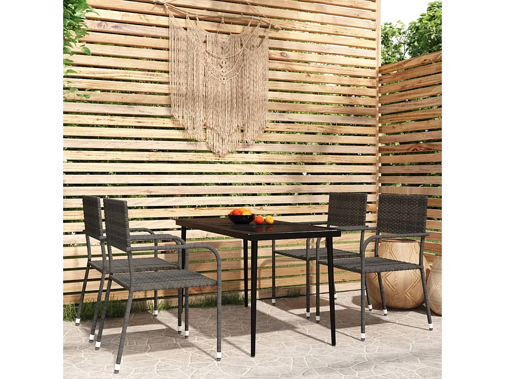 Ensemble à manger de jardin 5 pcs Gris