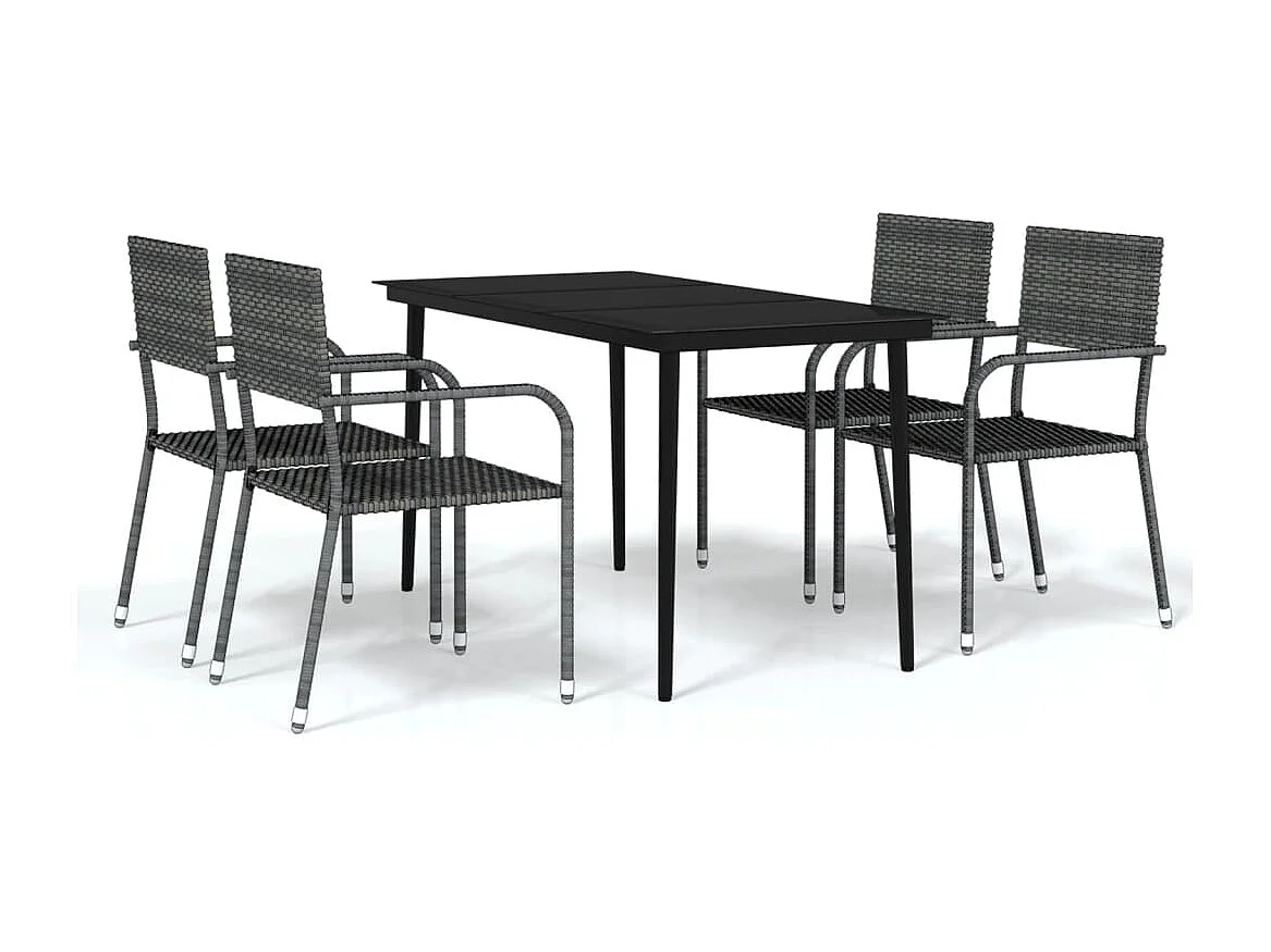 Ensemble à manger de jardin 5 pcs Gris