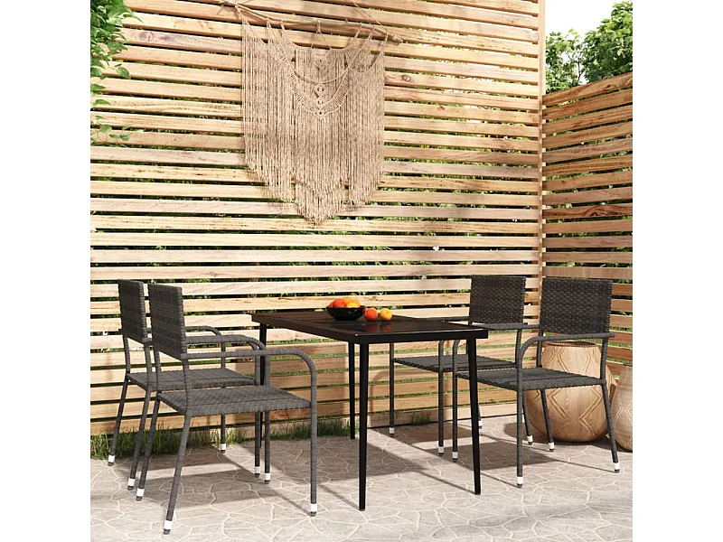 Ensemble à manger de jardin 5 pcs Gris