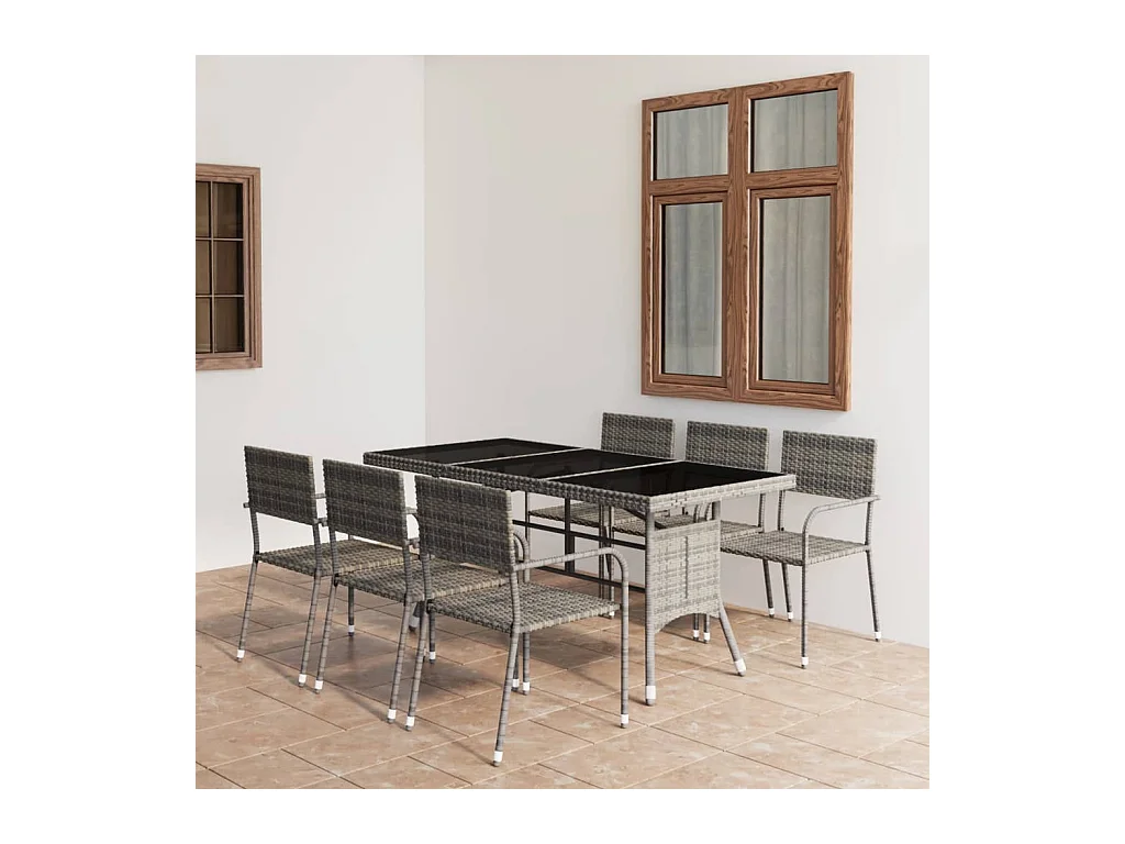 7-delige Tuinset poly rattan antracietkleurig en grijs