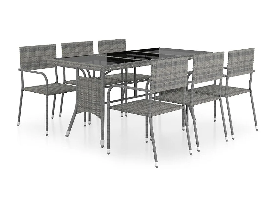 7-delige Tuinset poly rattan antracietkleurig en grijs