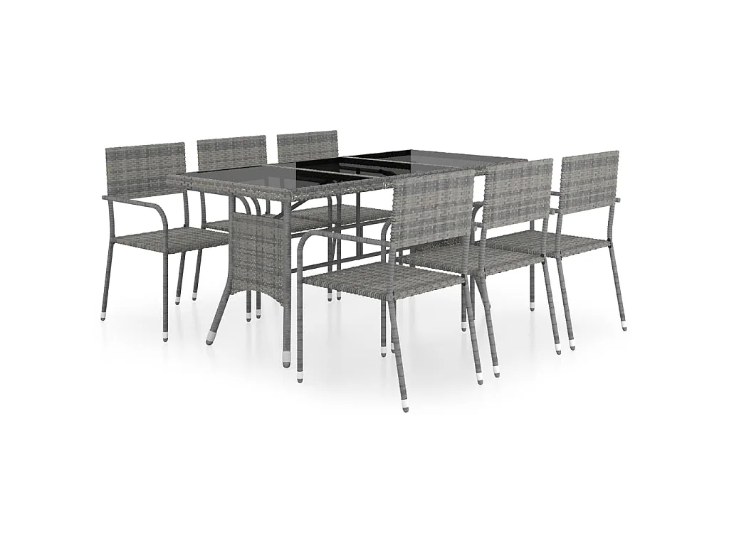 7-delige Tuinset poly rattan antracietkleurig en grijs