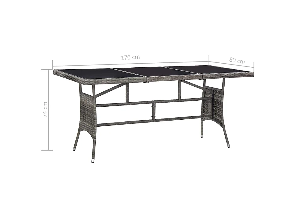 7-delige Tuinset poly rattan antracietkleurig en grijs