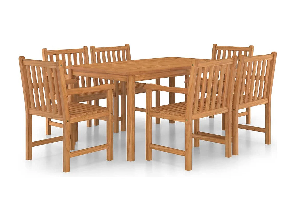 Ensemble à manger de jardin 7 pcs Bois de teck solide