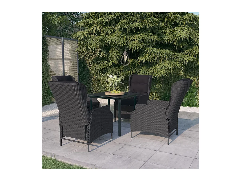 Ensemble à manger de jardin 5 pcs Gris foncé