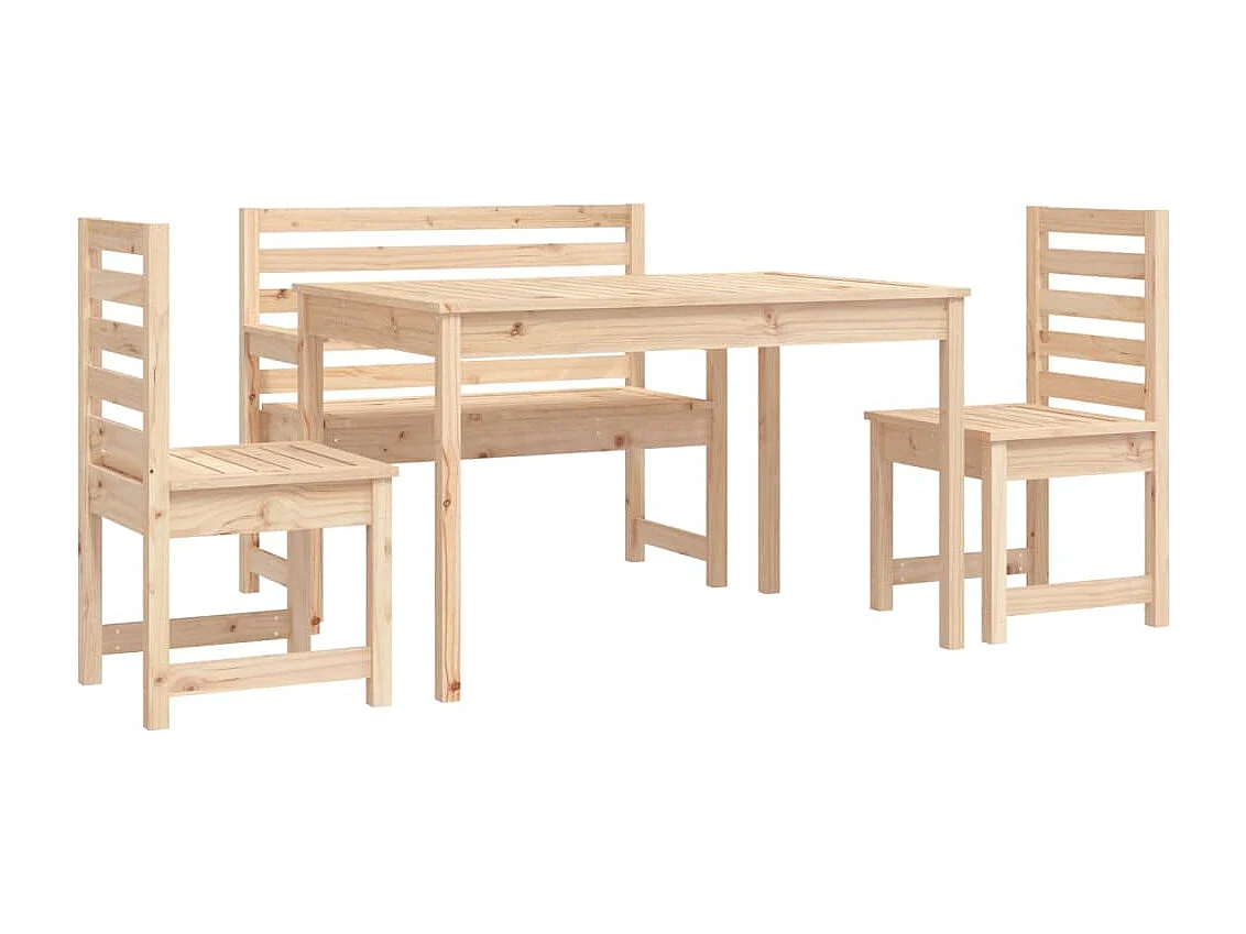 4 pcs conjunto de jantar p/ jardim madeira de pinho maciça