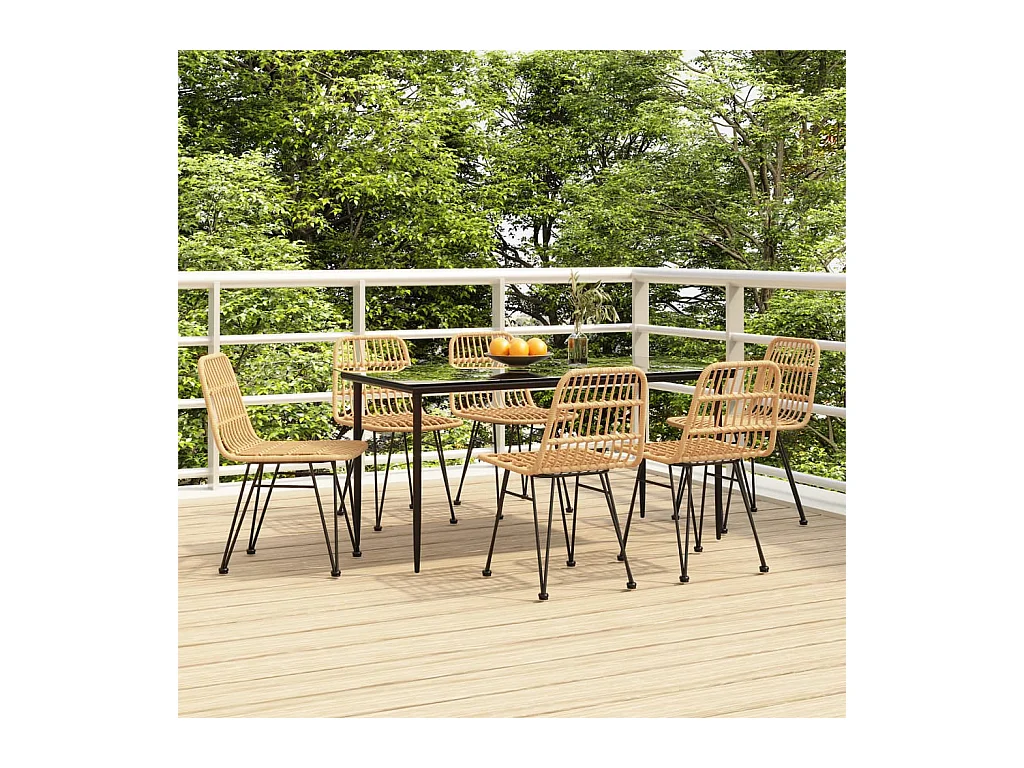 Ensemble à manger de jardin 7 pcs Résine tressée