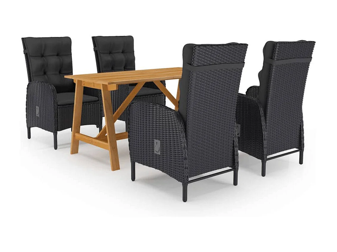 Ensemble à manger de jardin 5 pcs Noir