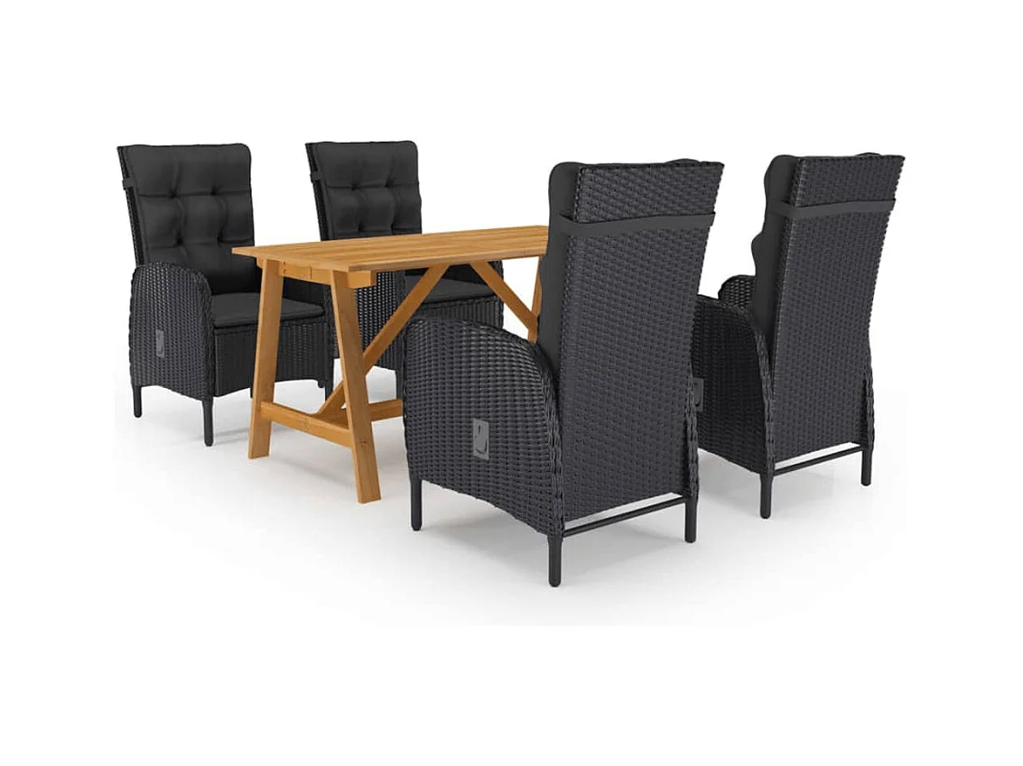 Ensemble à manger de jardin 5 pcs Noir