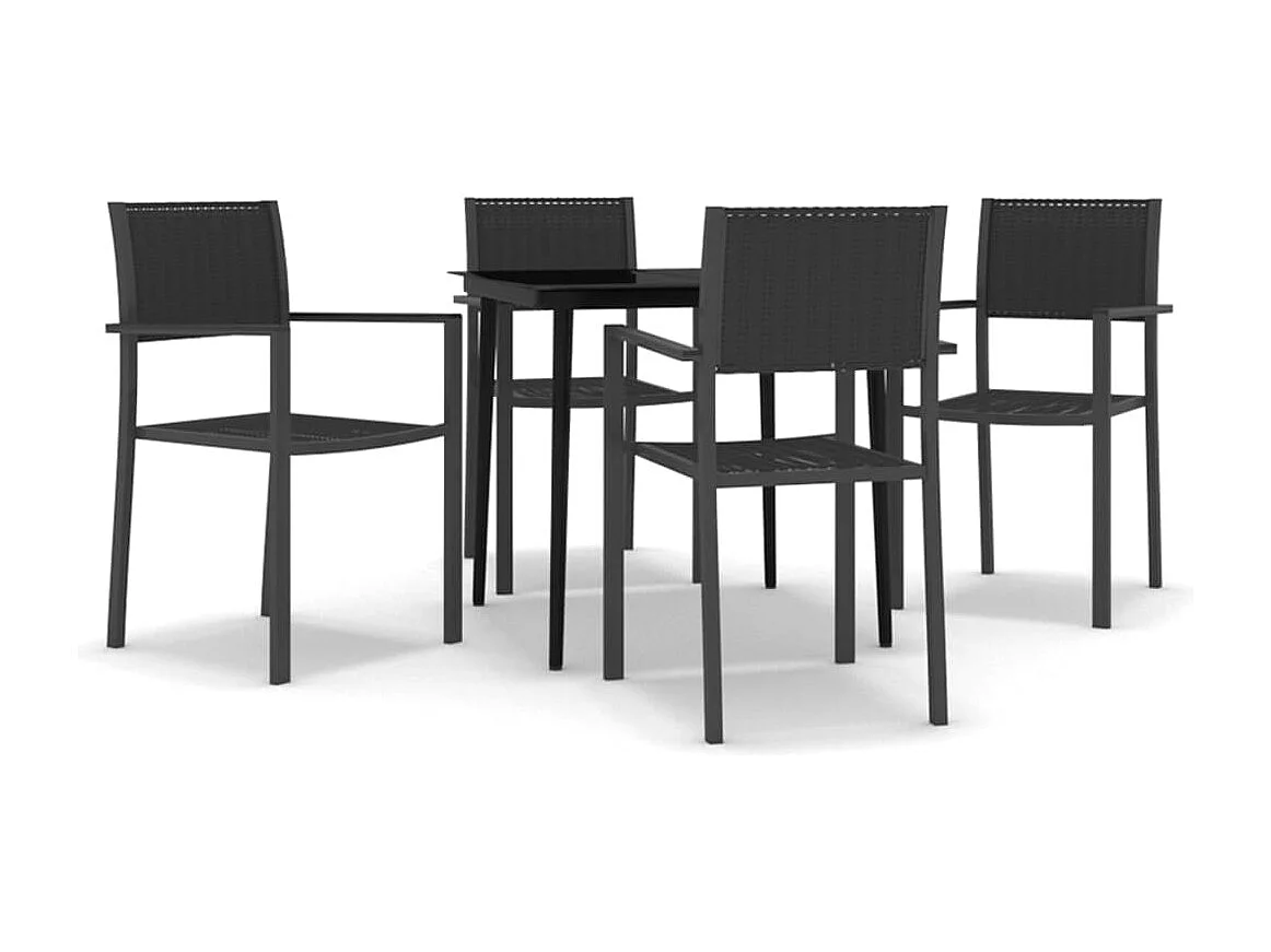 Ensemble à manger de jardin 5 pcs Noir