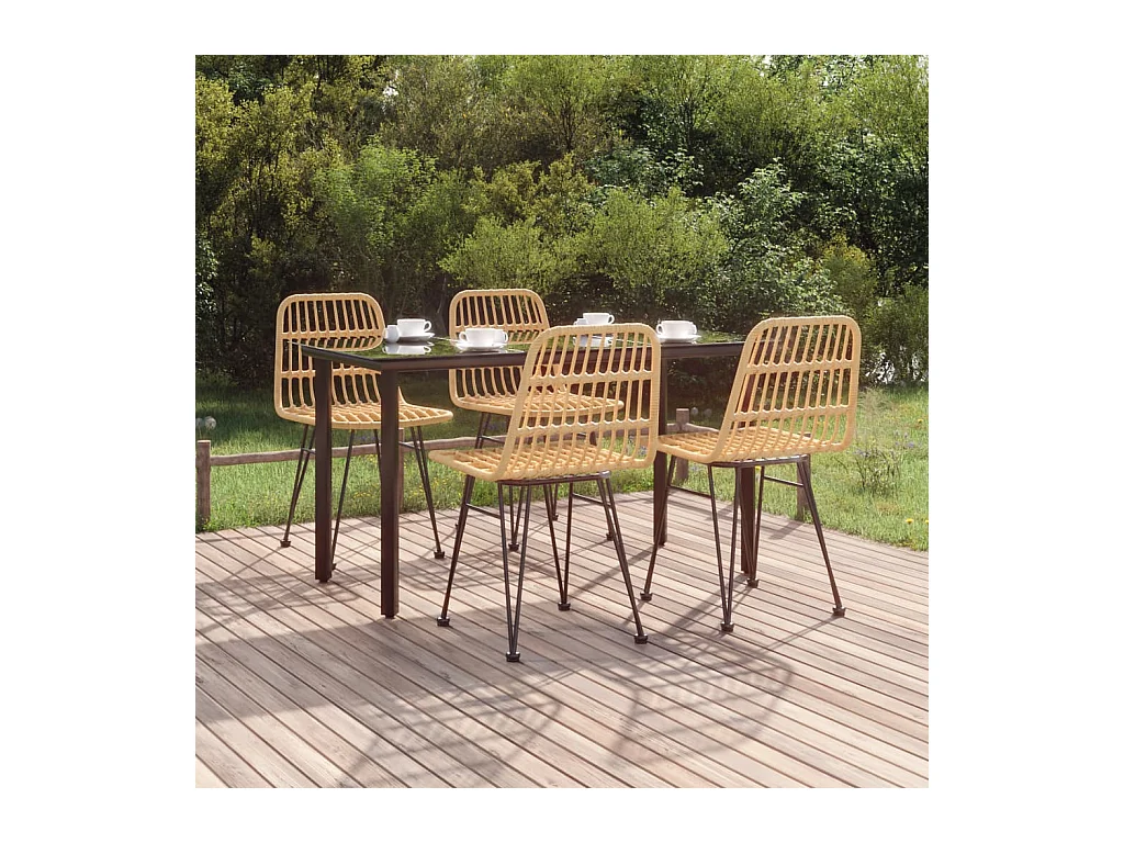 Ensemble à manger de jardin 5pcs Résine tressée