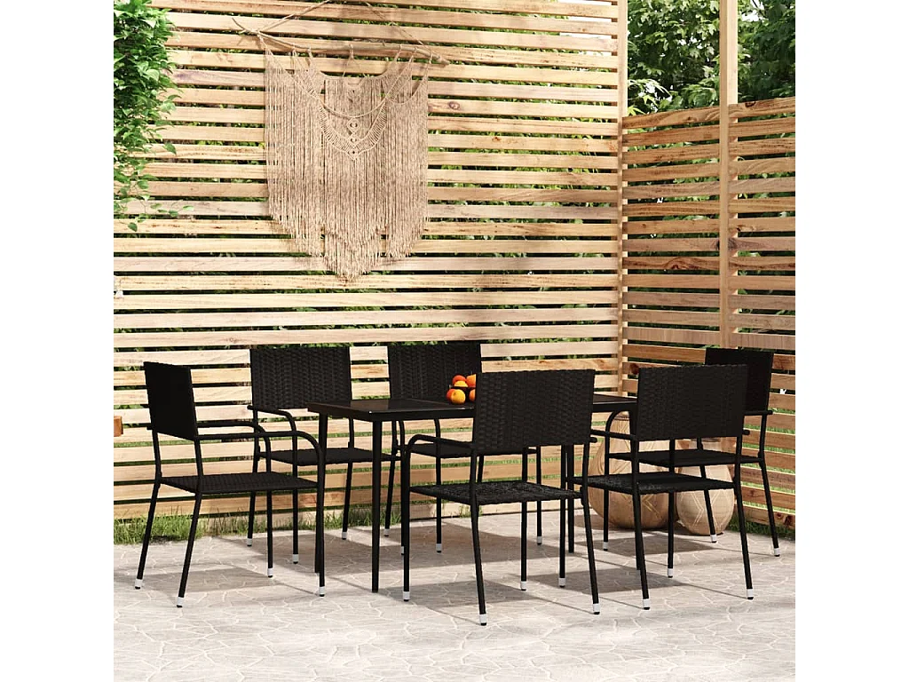 Ensemble à manger de jardin 7 pcs Noir