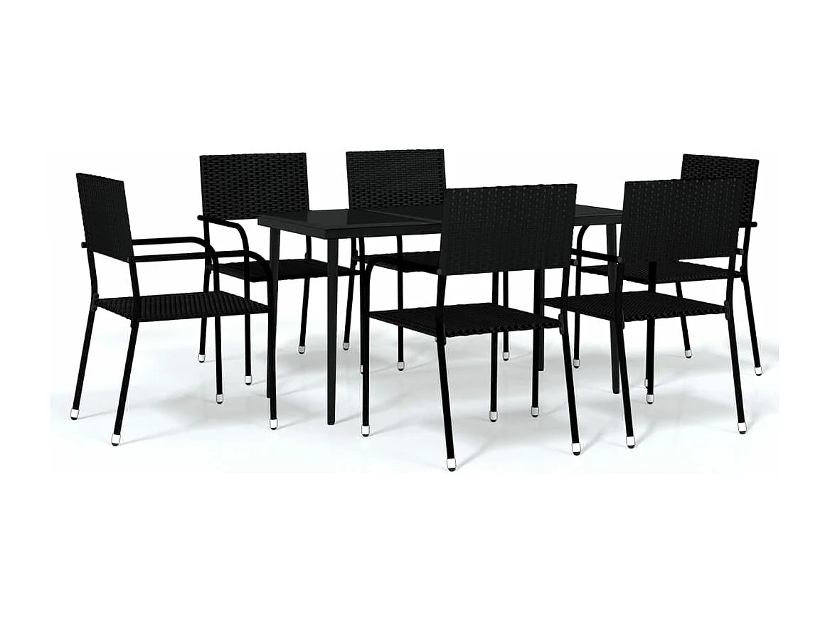Ensemble à manger de jardin 7 pcs Noir