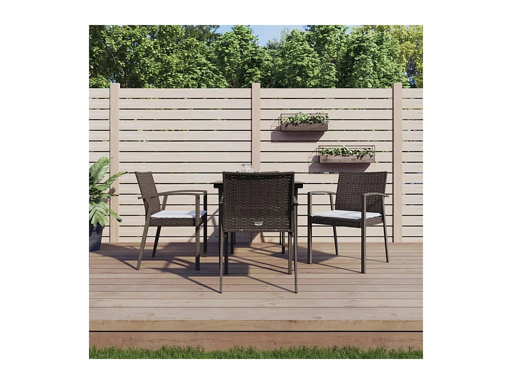 Ensemble à manger de jardin 5 pcs coussins résine tressée acier