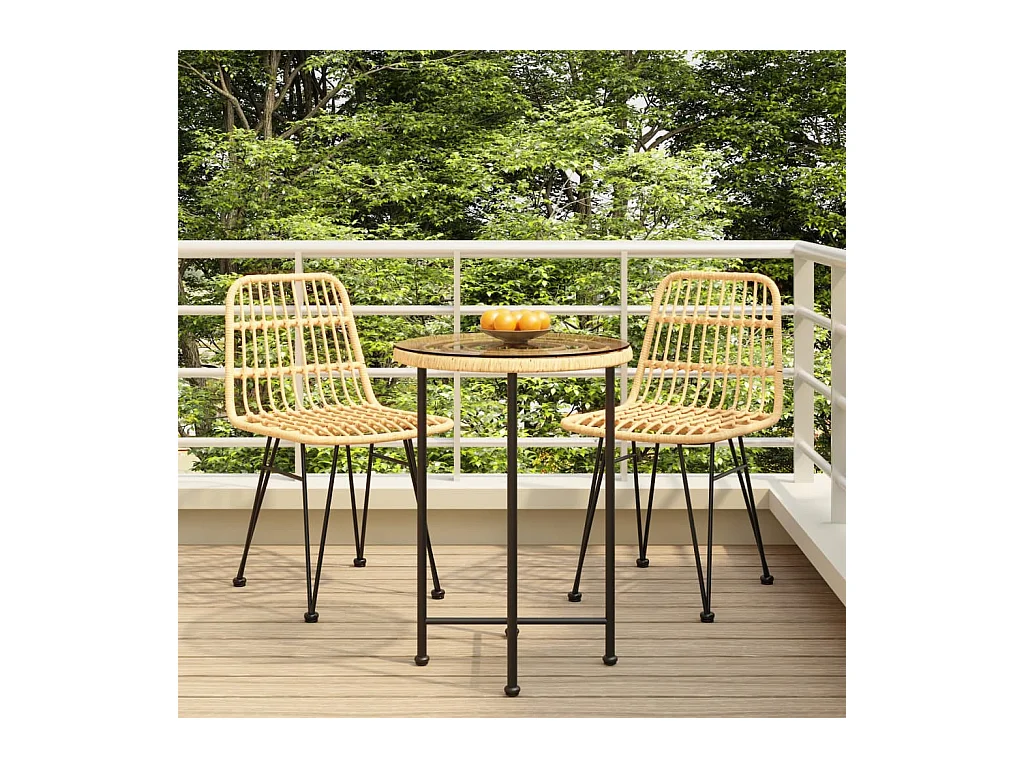Ensemble à manger de jardin 3 pcs Résine tressée