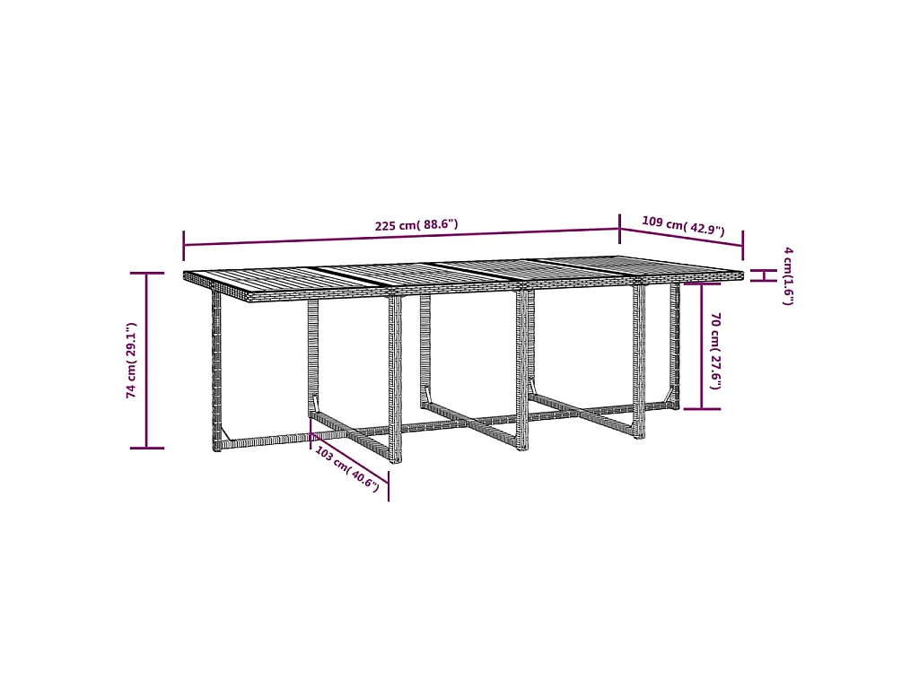 Set comedor de jardín 13 piezas y cojines ratán sintético negro