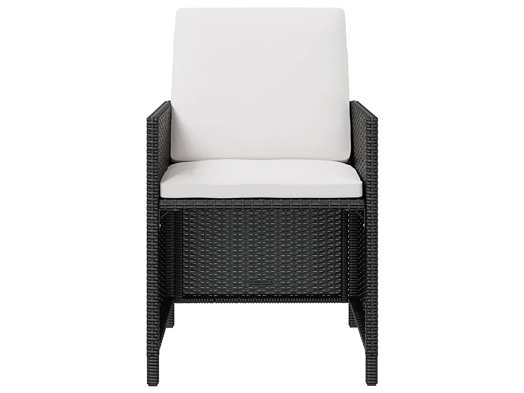 Set comedor de jardín 13 piezas y cojines ratán sintético negro