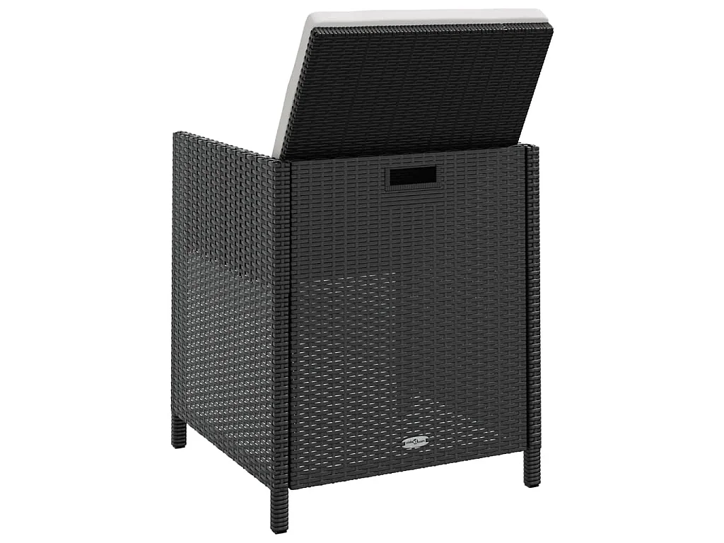 Set comedor de jardín 13 piezas y cojines ratán sintético negro
