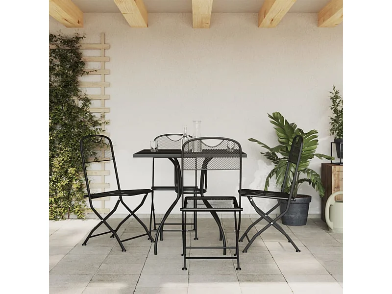 Ensemble à manger de jardin 5 pcs anthracite métal maille