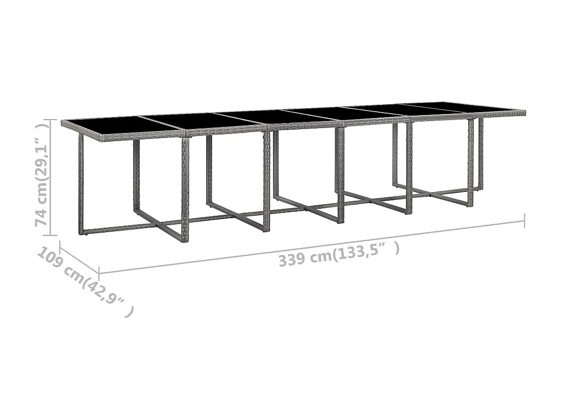 Ensemble de salle à manger d'extérieur et coussins 17 pcs Gris