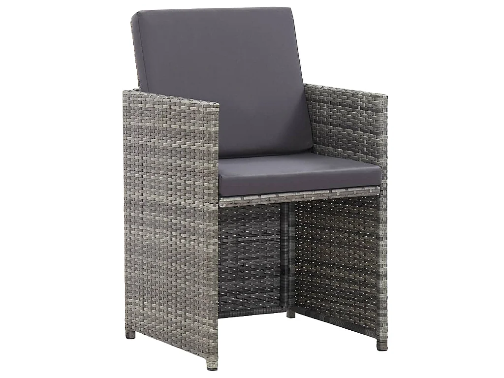 Ensemble de salle à manger d'extérieur et coussins 17 pcs Gris