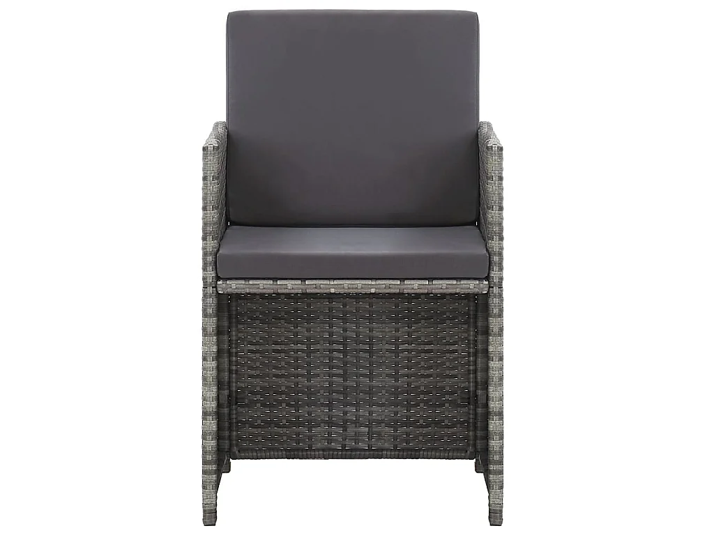 Ensemble de salle à manger d'extérieur et coussins 17 pcs Gris