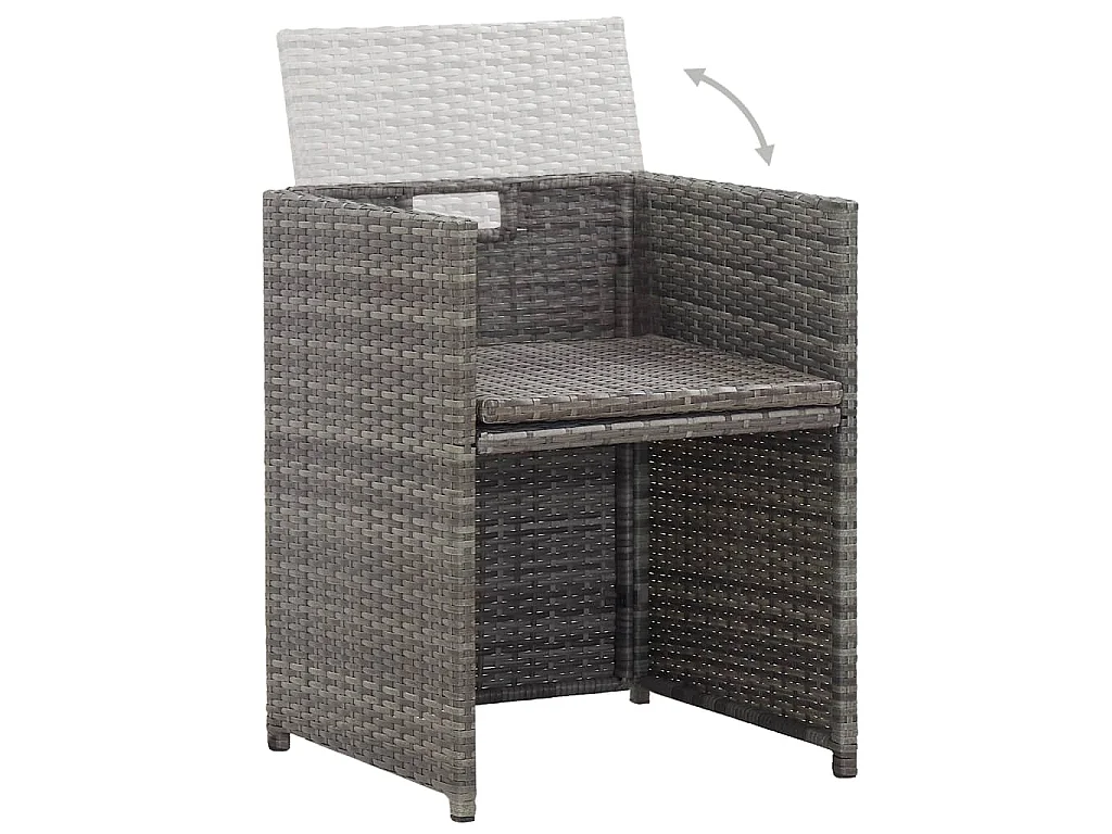 Ensemble de salle à manger d'extérieur et coussins 17 pcs Gris