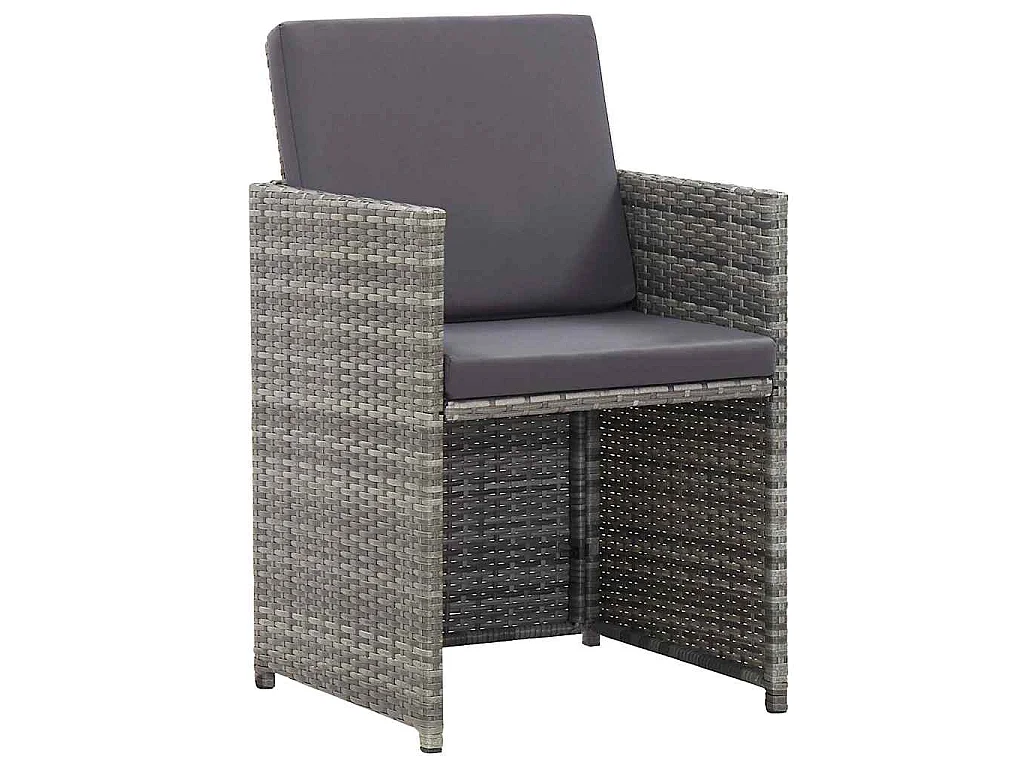 Ensemble de salle à manger d'extérieur et coussins 17 pcs Gris
