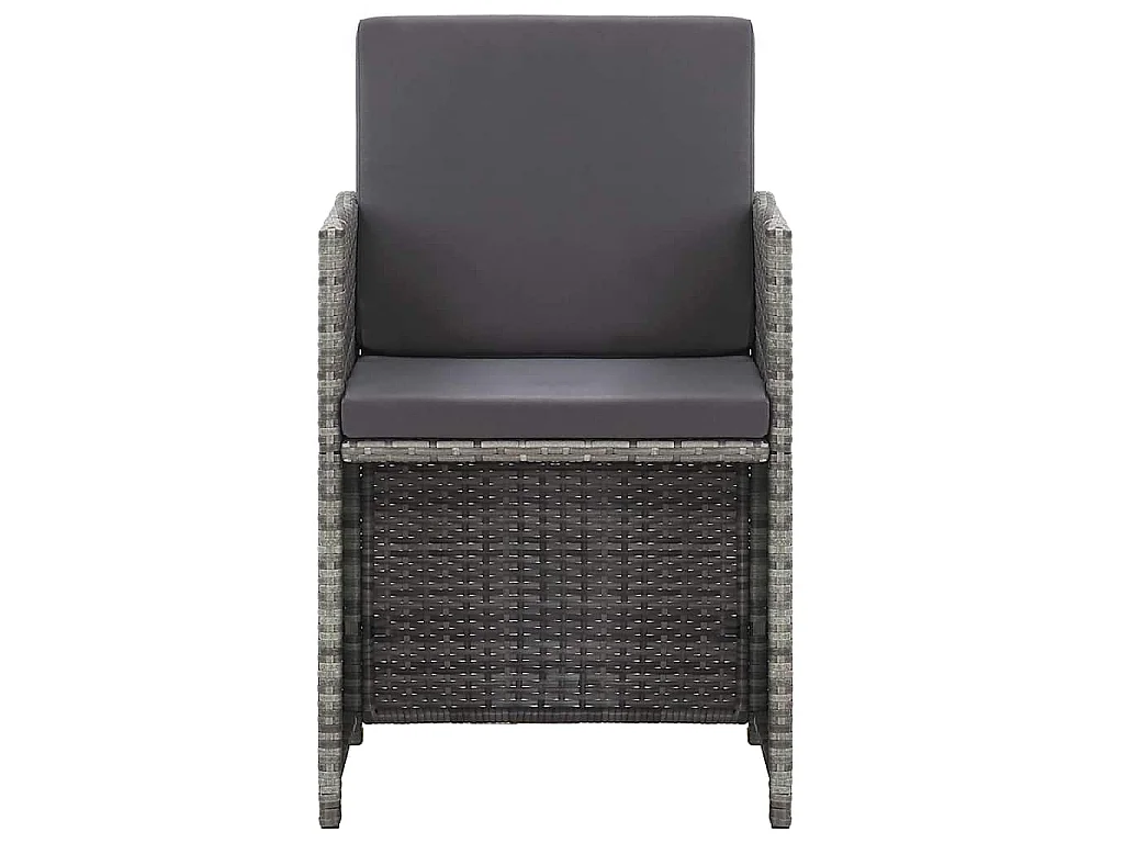 Ensemble de salle à manger d'extérieur et coussins 17 pcs Gris