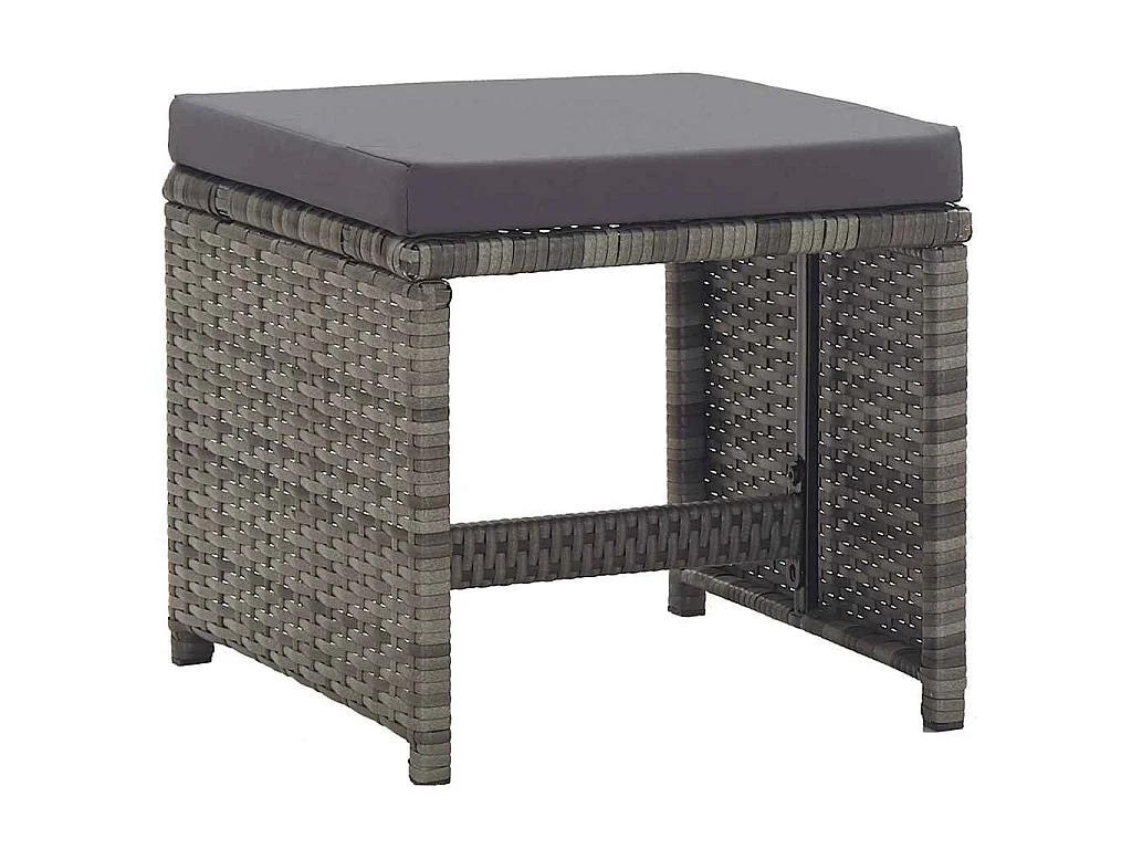 Ensemble de salle à manger d'extérieur et coussins 17 pcs Gris