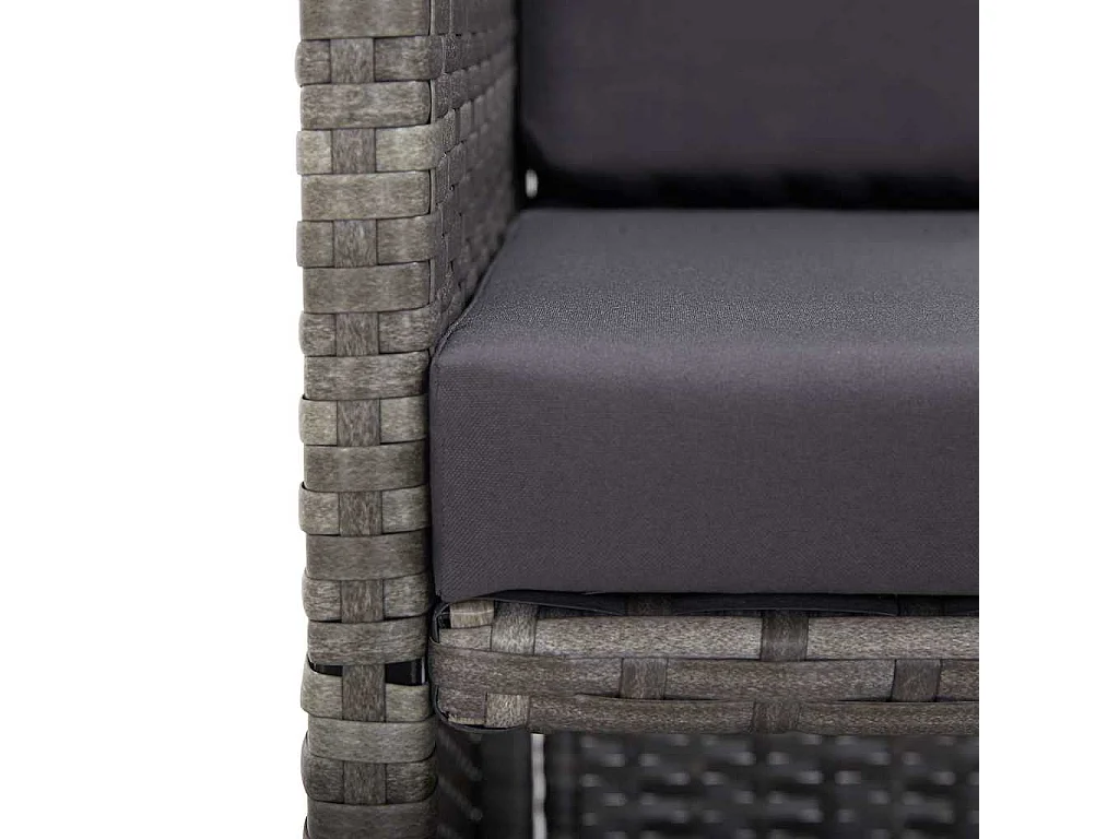Ensemble de salle à manger d'extérieur et coussins 17 pcs Gris