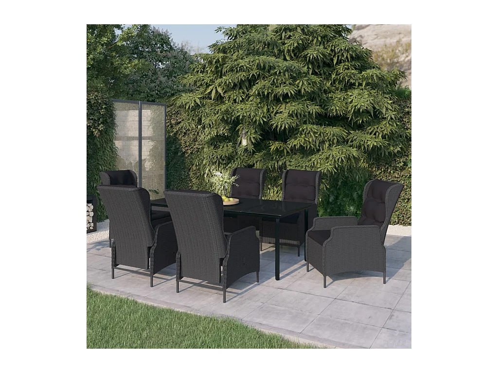 Ensemble à manger de jardin 7 pcs Gris foncé